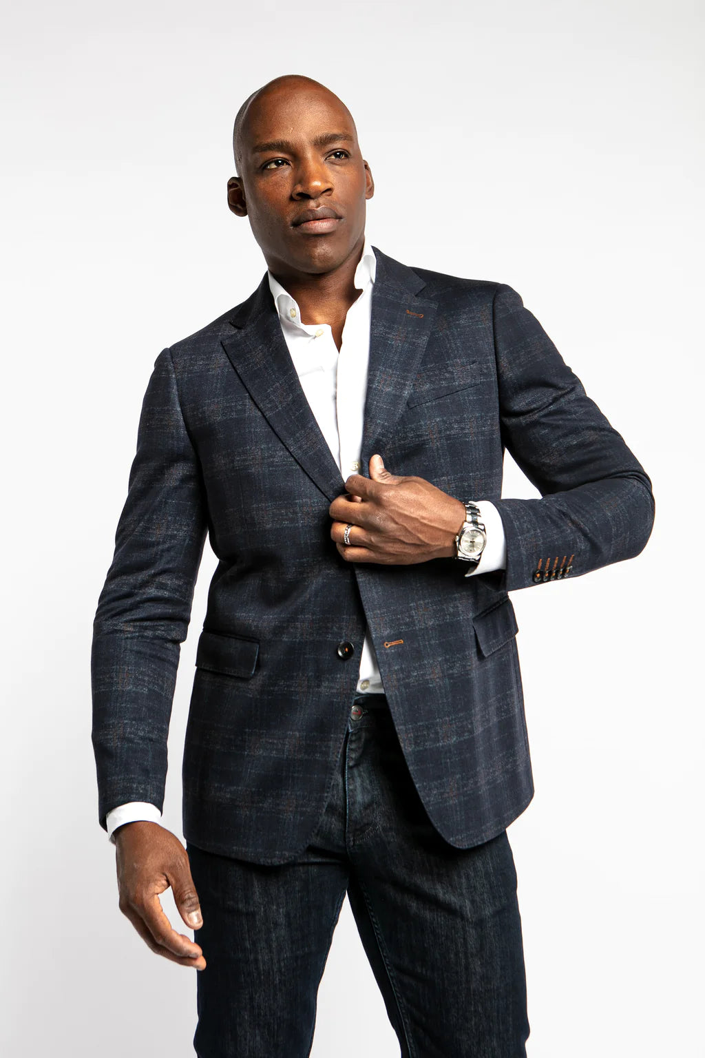 Navy plaid sport coat sale