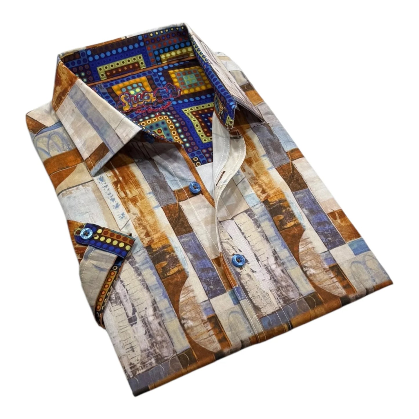 Colorful patterned shirt on a white background