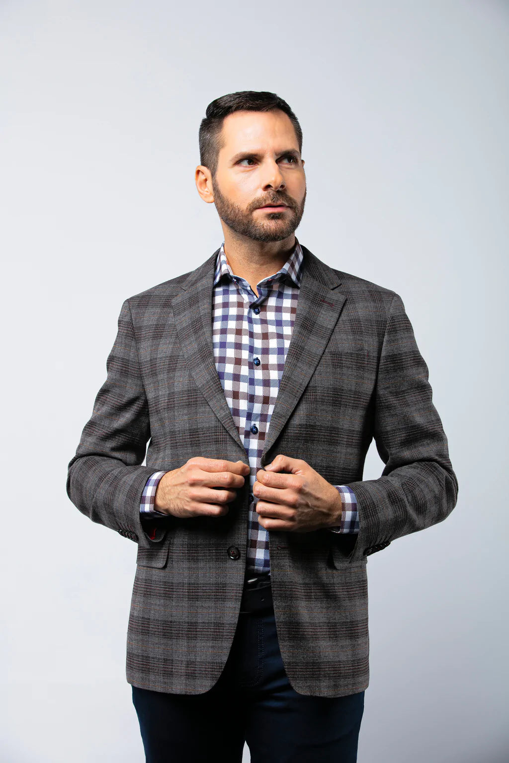 Patterned shirt with patterned 2025 sport coat