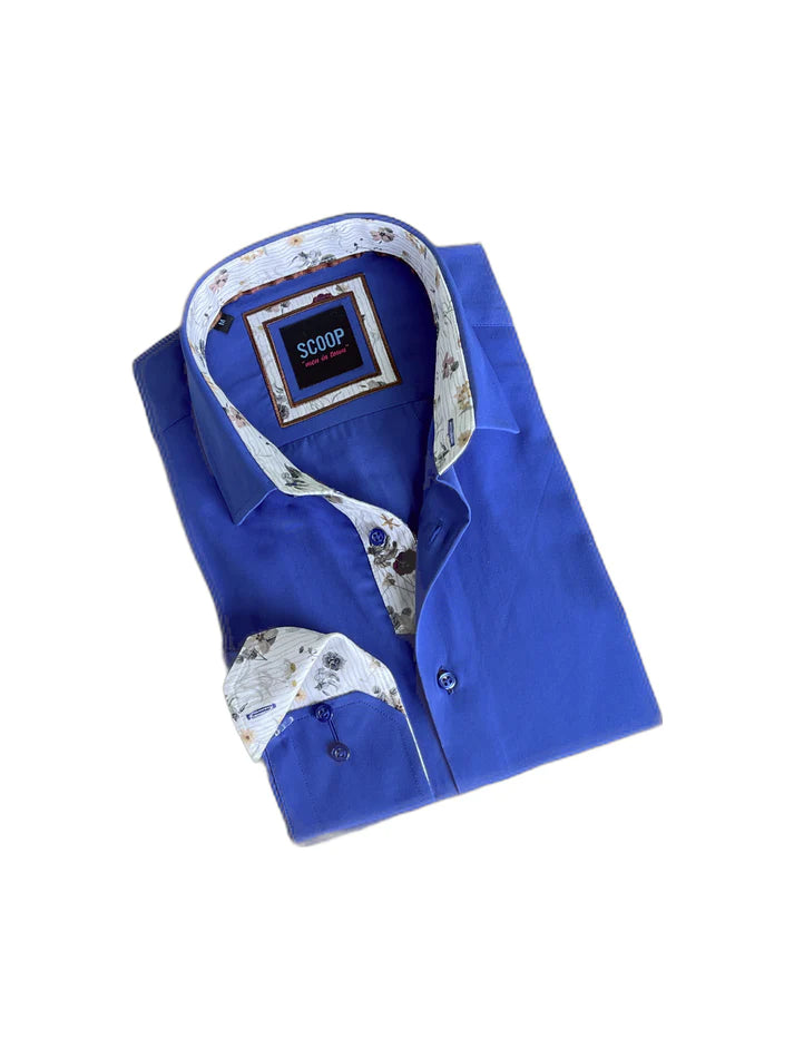 Royal blue and white dress sale shirt