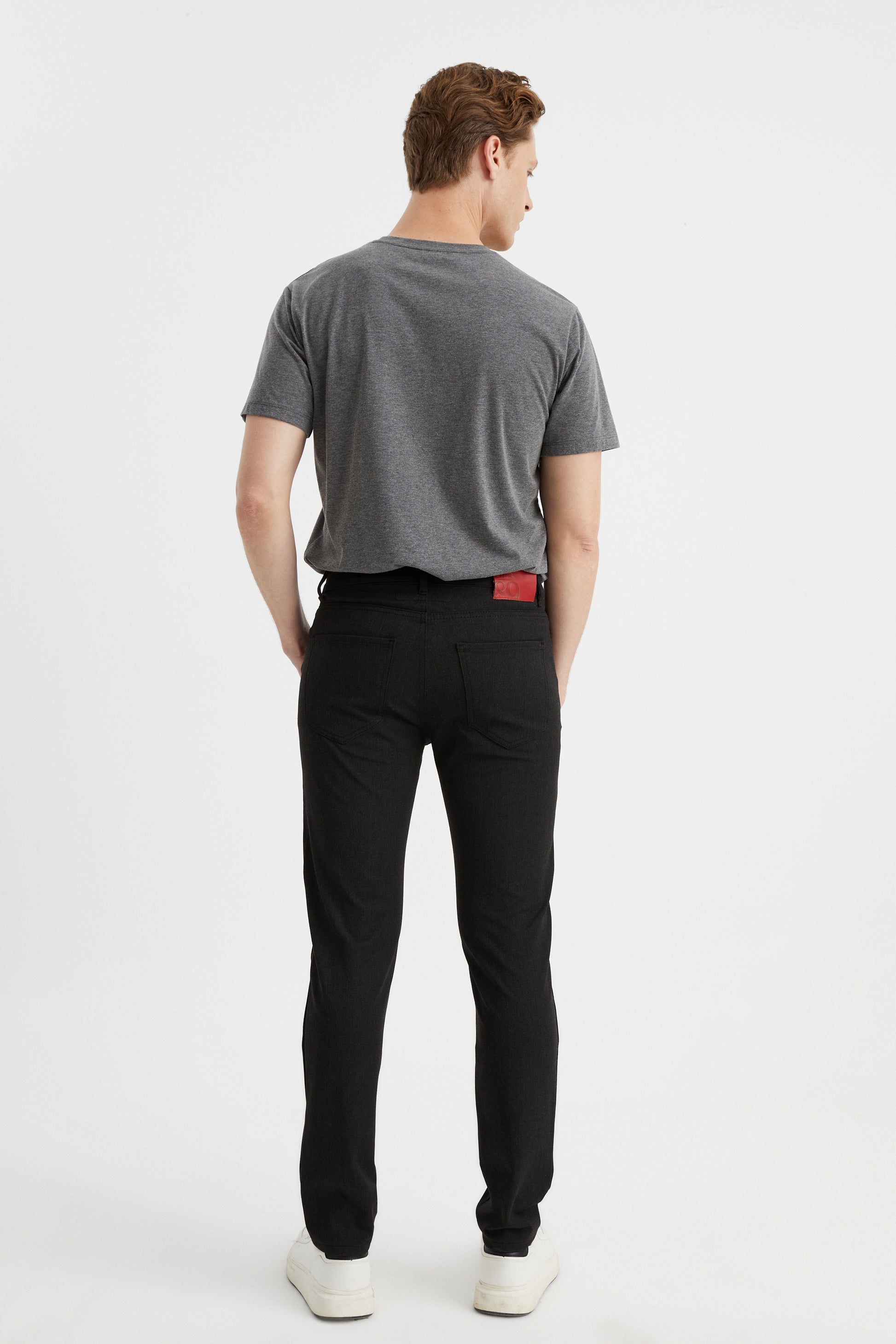 DFR89 men's slim grey dress pants. Wrinkle resistant and stretchy, for the ultimate combination of style and comfort.