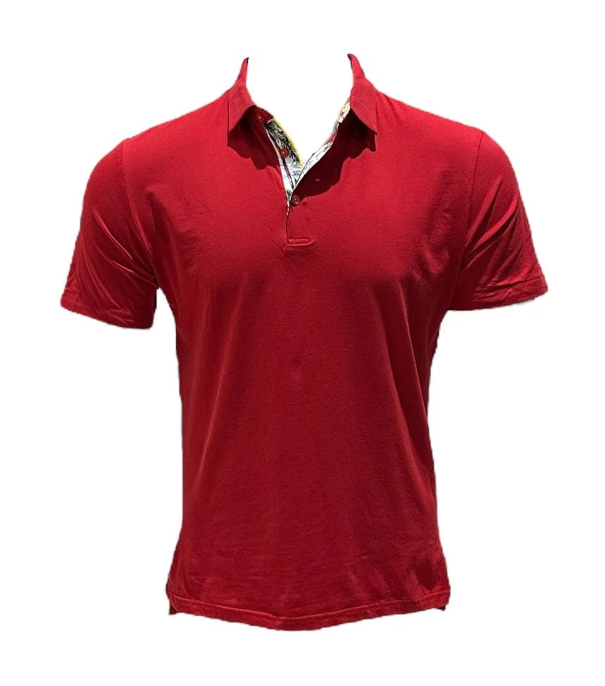 Red polo shirt on a white background