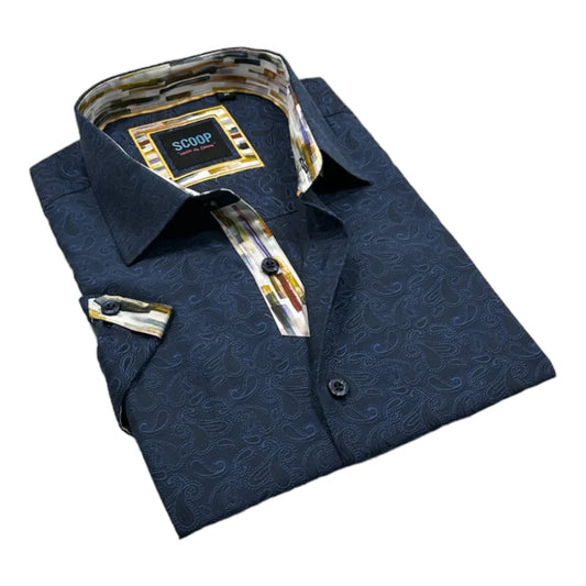 Scoop Navy Blue Short Sleeve Sport Shirt