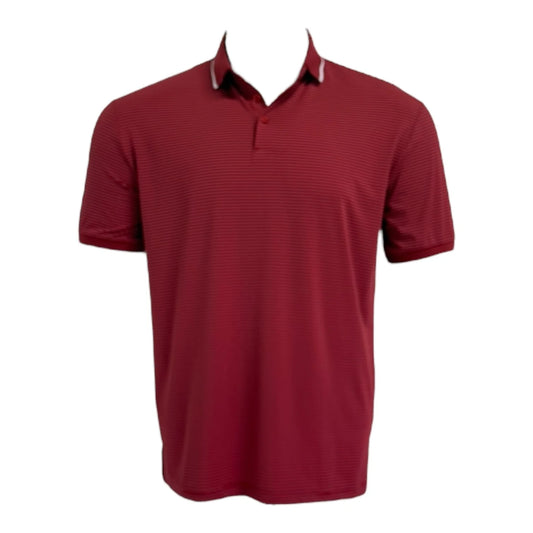Red striped polo shirt on a white background