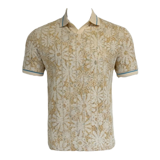 Beige patterned shirt on a white background