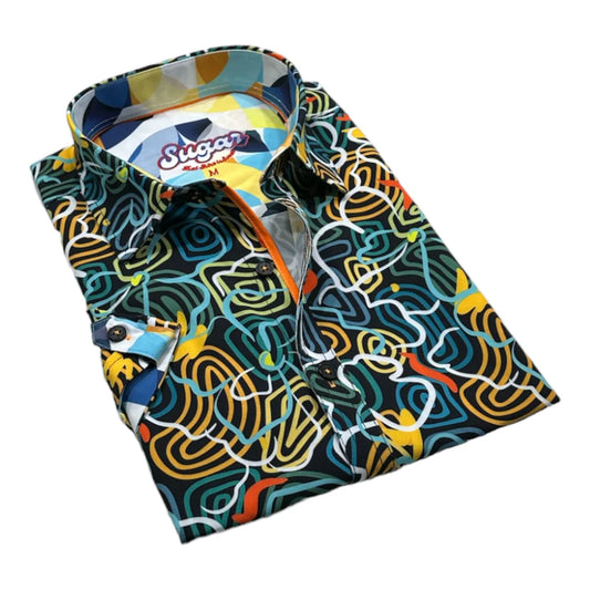 Sugar Multi Color Short Sleeve Sport Shirt