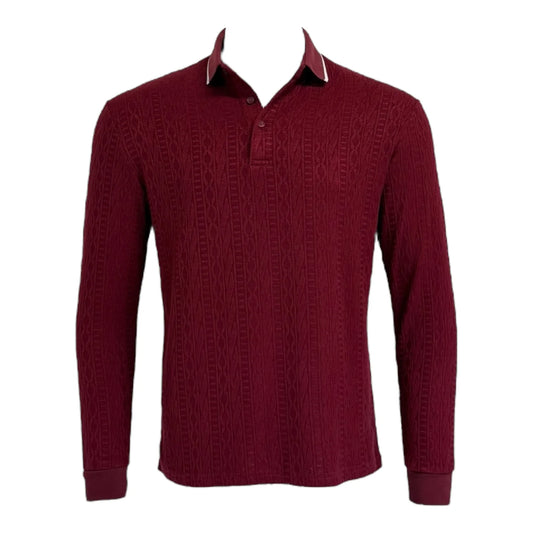 Maroon long-sleeve shirt on a white background