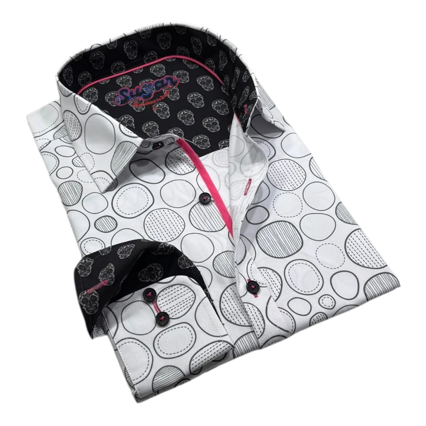 Folded shirt with geometric pattern on a white background