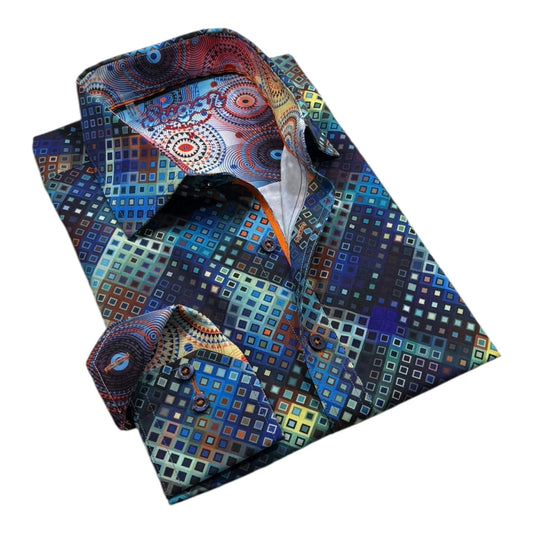 Colorful patterned shirt on a white background