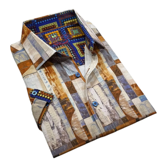 Colorful patterned shirt on a white background
