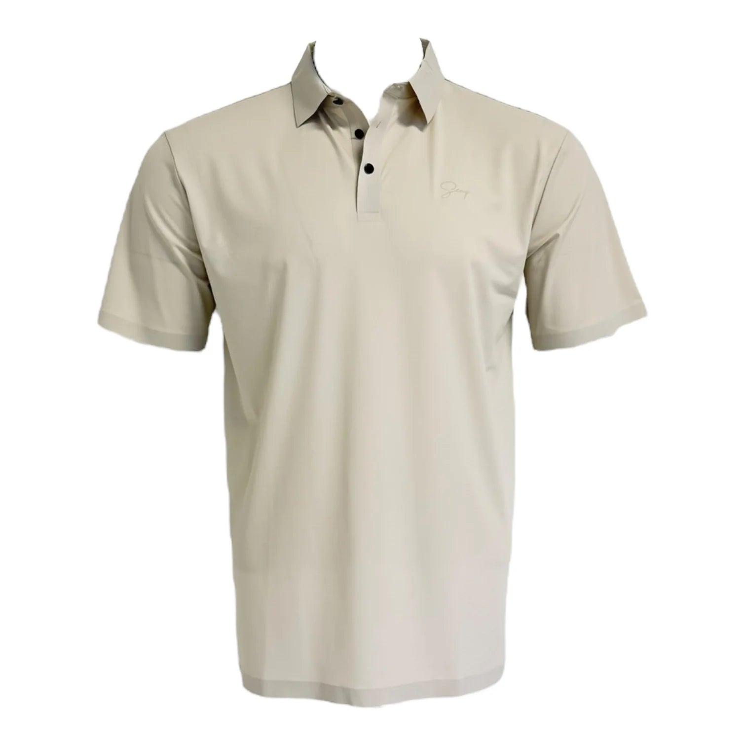Beige polo shirt on a white background