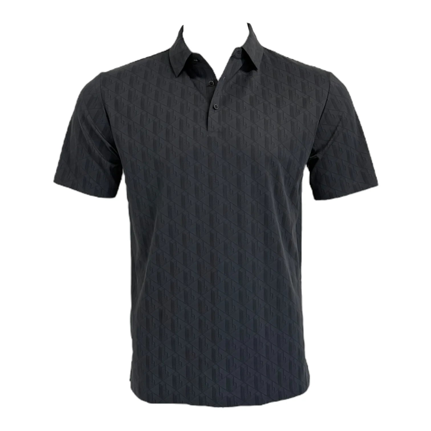 Dark gray polo shirt on a white background