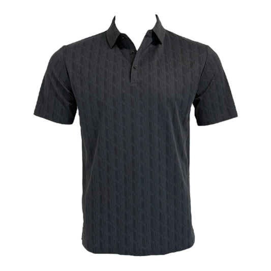 Dark gray polo shirt on a white background