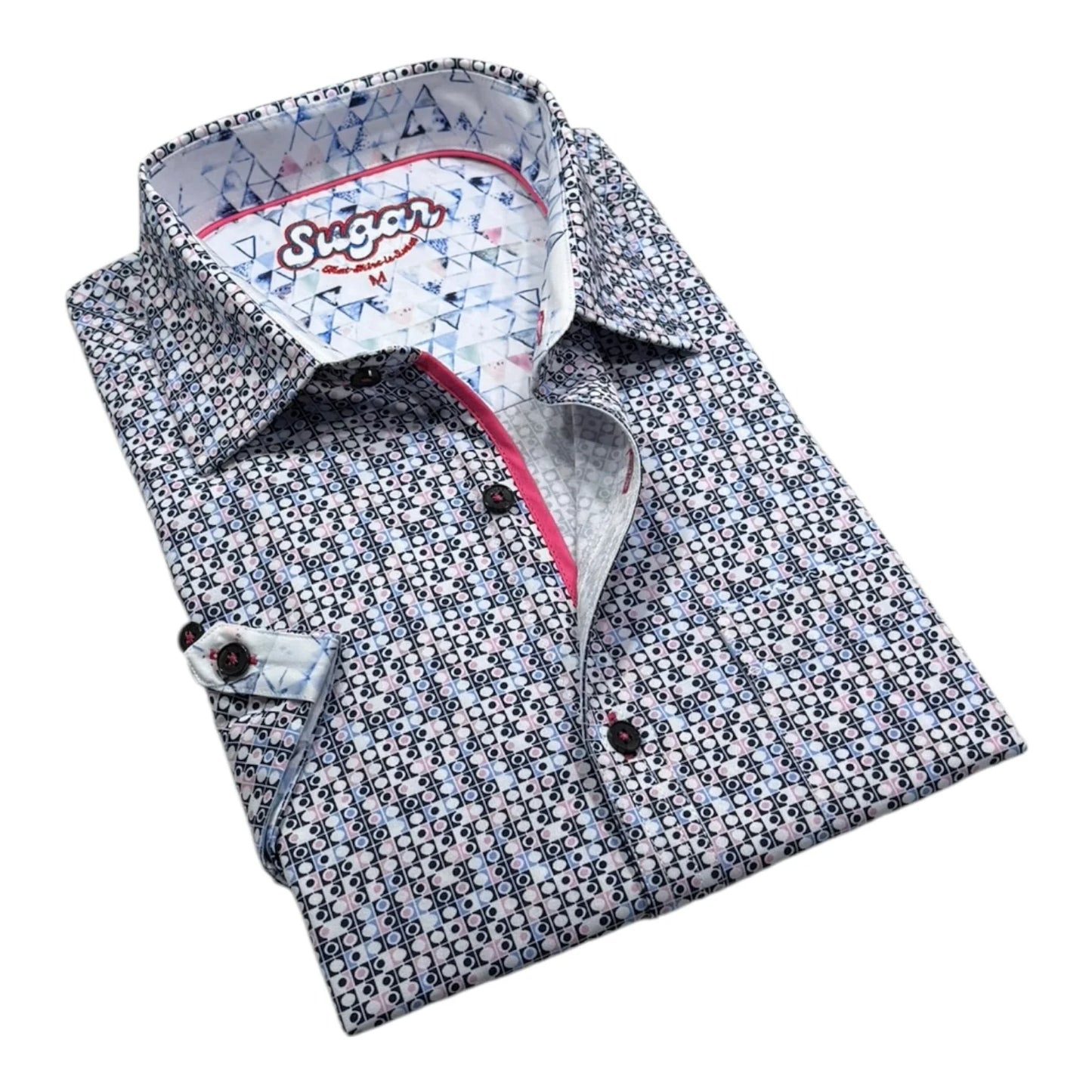 Folded shirt with a pattern and 'Singer' branding on a white background