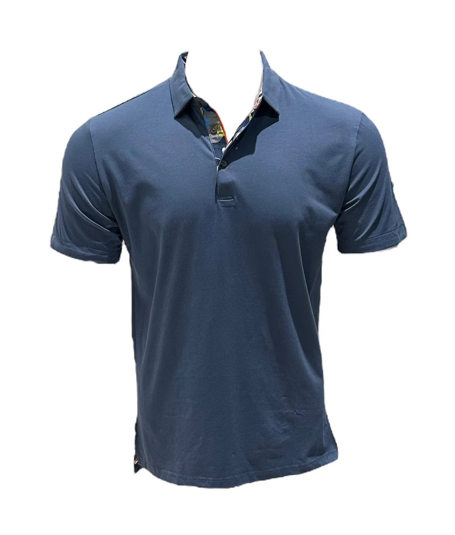 Blue polo shirt on a white background