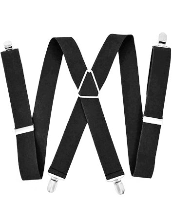 1" stretch black twill suspenders, for any business suit or wedding suit look.