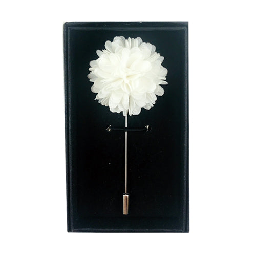 This white lapel pin is a fun way to accessorize a suit or a sport jacket, and what better way to show your fun side than with a floral pin! Adding a small splash of colour to highlight parts of the suit, jacket, shirt and/or tie makes for an easy and classy way to stand out.