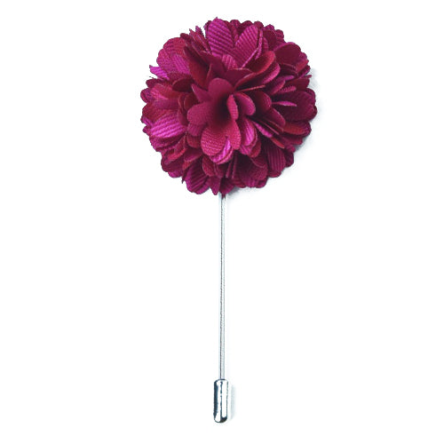 This fuchsia lapel pin is a fun way to accessorize a suit or a sport jacket, and what better way to show your fun side than with a floral pin! Adding a small splash of colour to highlight parts of the suit, jacket, shirt and/or tie makes for an easy and classy way to stand out. This lapel pin comes in a gift box.