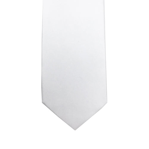 A white solid microfiber Knotz tie, best paired with black dress shirt and black dress pants. Great for events and weddings.