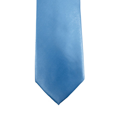 A solid blue microfiber Knotz tie, best paired with a blue-striped dress shirt and navy dress pants. Great for business suits and wedding suits.