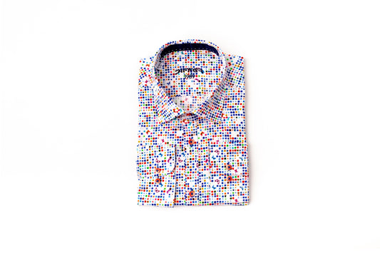 Differ 1989 Floral Dress Shirt, cotton, semi-slim, that can be easily paired with jeans and suits