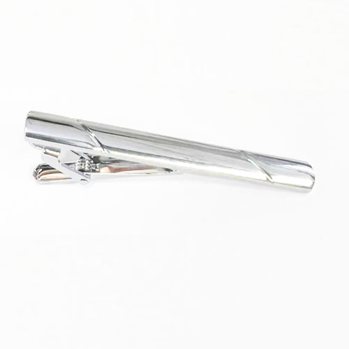 A classic, plain silver tie bar, packaged in a gift box. This men's accessory is a great complement to a wardrobe fit for business and formal wear.