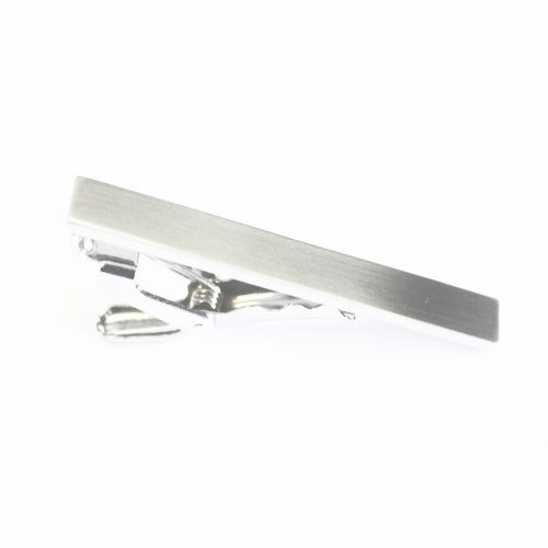 A classic, silver tie bar. Packaged in a gift box.