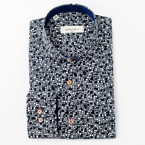 Bomonti black, white and grey Turkish cotton sport shirt.